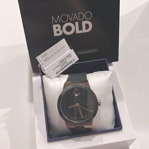 Brand new! Movado Bold mens watch black sport band - rose gold brand new